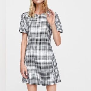 Zara Black and White Checkered Mini Dress